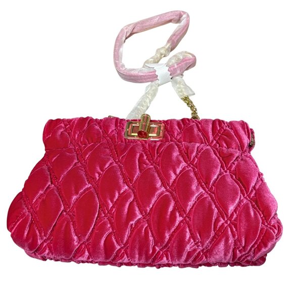 Lilly Pulitzer Pink Grenadine Quilted Clutch With Gold Turnlock Closure & Chain - Picture 3 of 5